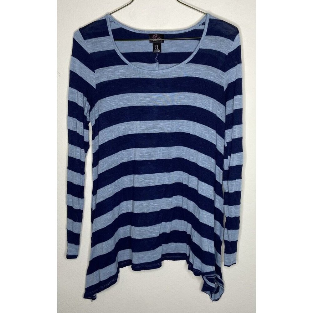Oh Baby Maternity Women Size L Blue Long Sleeve Lightweight Tunic Shirt Stripes